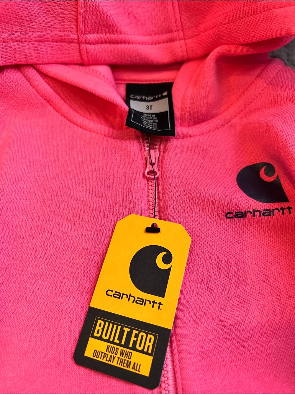 Carhartt Kids Pink Half-Zip Hooded Sweatshirt - Picture 2 of 4